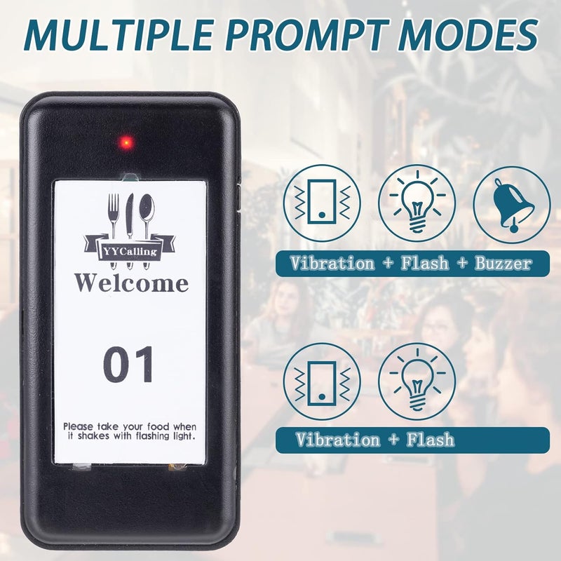 YYCALLING Store Restaurant Pager,Pagers for Restaurants 10 Guest Pagers,Buzzers Social Distancing, 98 Chanels with Vibration, Flashing and Buzzer for Food Truck, Restaurant, Food Court - Image 4